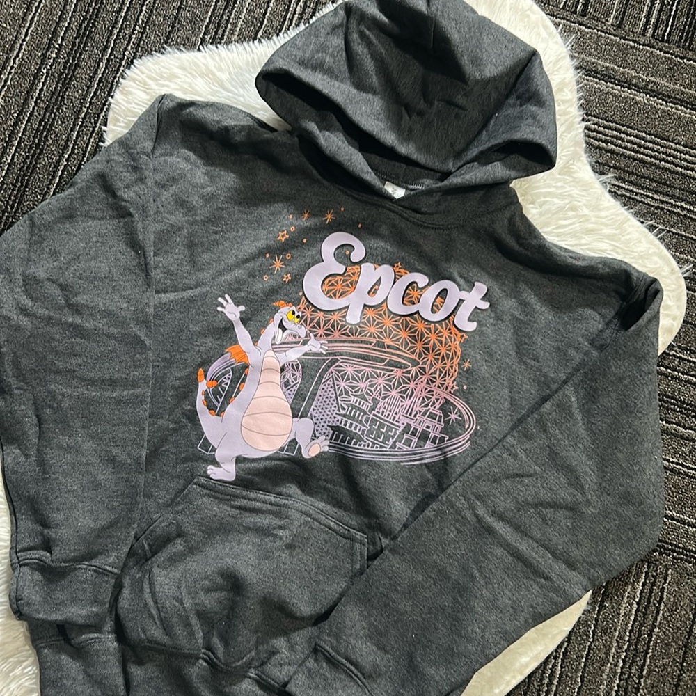 Disney Epcot Pullover Hoodie with Figment Graphic Charcoal Gray Kids Size Large - Picture 3 of 11